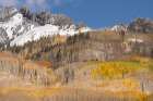 USA, Colorado, Gunnison National Forest. Mountain ridge and forest landscape in autumn. Art Print